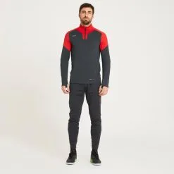 Kipsta Sudadera De Fútbol Adulto 1/2 Cremallera Viralto Gris Oscuro Y Rojo - Ropa y Equipamiento de Fútbol -Running comercio sudadera de futbol adulto 12 cremallera viralto gris oscuro y rojo 1