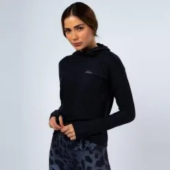 Sudadera Hoodie Running Mujer - Poliéster Reciclado - TRR Negra | THE RUNNING REPUBLIC -Running comercio sudadera hoodie running de poliester reciclado para mujer trr negra 1
