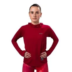 Sudadera Hoodie Running Mujer - Poliéster Reciclado - TRR Negra | THE RUNNING REPUBLIC -Running comercio sudadera hoodie running de poliester reciclado para mujer trr roja