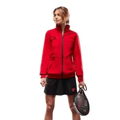 Sudadera Manga Larga con Cremallera de Pádel ROYAL PADEL Roja para Mujer