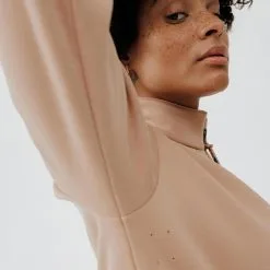 Sudadera Running Kalenji Mujer Warm+ Beige - Abrigo Cálido con Cremallera -Running comercio sudadera running calida cuello con cremallera mujer warm beige 3