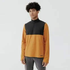 Kalenji Sudadera Running Hombre Manga Larga Cálida Warm 500 Ocre - Ropa Térmica para Otoño/Invierno