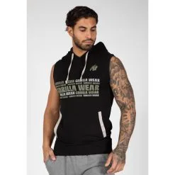 Sudadera Sin Mangas Con Capucha Poliéster Hombre GORILLA WEAR Melbourne Negro | Musculación/Ropa