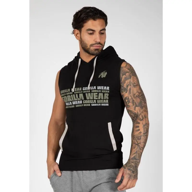 Sudadera Sin Mangas Con Capucha Poliéster Hombre GORILLA WEAR Melbourne Negro | Musculación/Ropa 3 Sudadera Sin Mangas Con Capucha Poliéster Hombre GORILLA WEAR Melbourne Negro | Musculación/Ropa