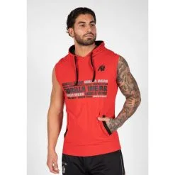 Sudadera Sin Mangas Con Capucha Poliéster Hombre GORILLA WEAR Melbourne Rojo - Musculación/Ropa