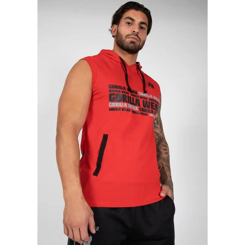 Sudadera Sin Mangas Con Capucha Poliéster Hombre GORILLA WEAR Melbourne Rojo - Musculación/Ropa 6 Sudadera Sin Mangas Con Capucha Poliéster Hombre GORILLA WEAR Melbourne Rojo - Musculación/Ropa - Imagen 4
