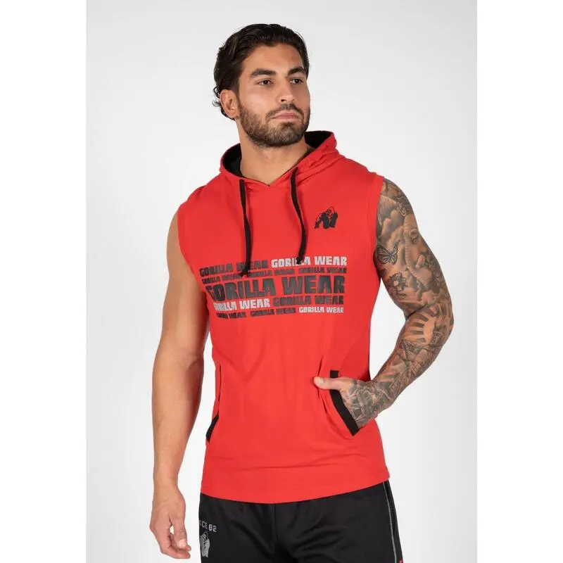 Sudadera Sin Mangas Con Capucha Poliéster Hombre GORILLA WEAR Melbourne Rojo - Musculación/Ropa 3 Sudadera Sin Mangas Con Capucha Poliéster Hombre GORILLA WEAR Melbourne Rojo - Musculación/Ropa